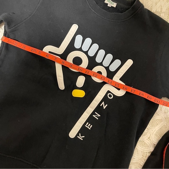 Authentic Kenzo Black Crewneck Graphic Sweatshirt – 3D Abstract Face Size M - Picture 11 of 13